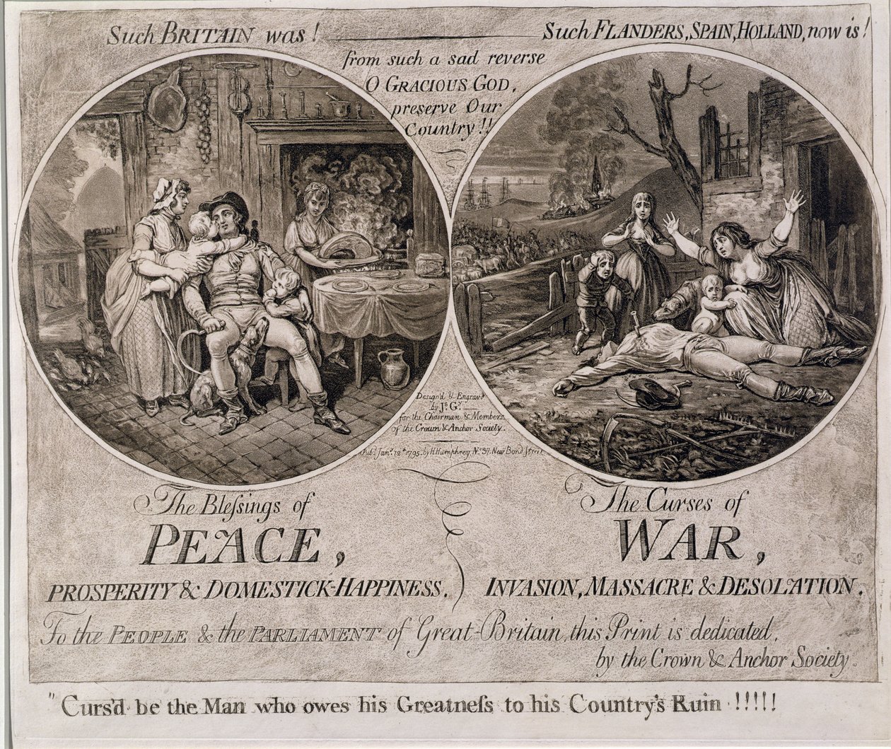 Les Bénédictions de la Paix et les Malédictions de la Guerre, publié par Hannah Humphrey en 1795 - James Gillray