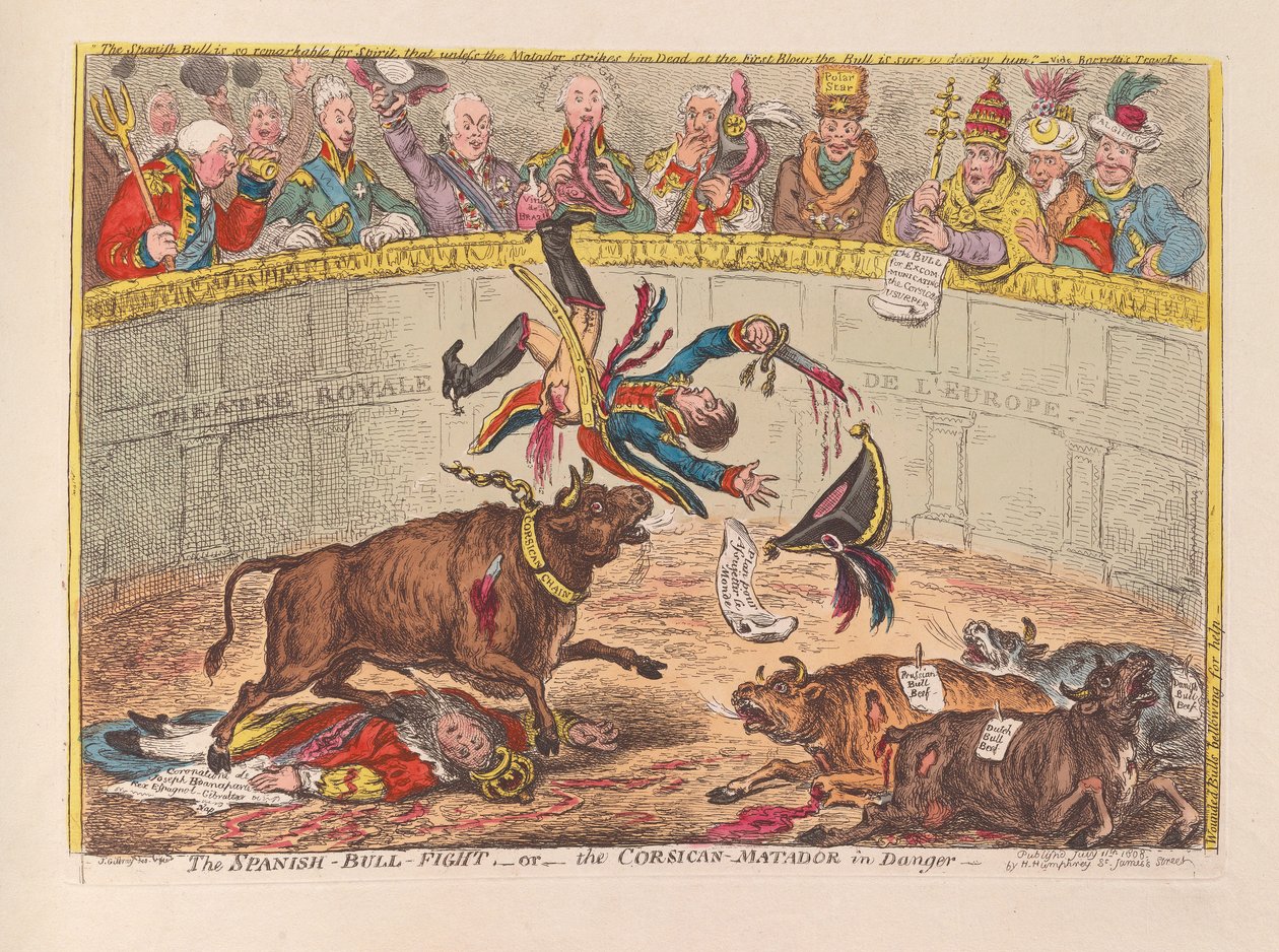 La corrida espagnole ou le matador corse en danger - James Gillray