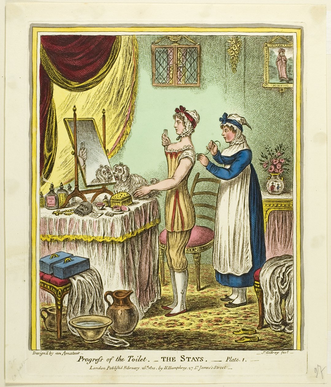 Les séjours, première planche de Progress of the Toilet - James Gillray