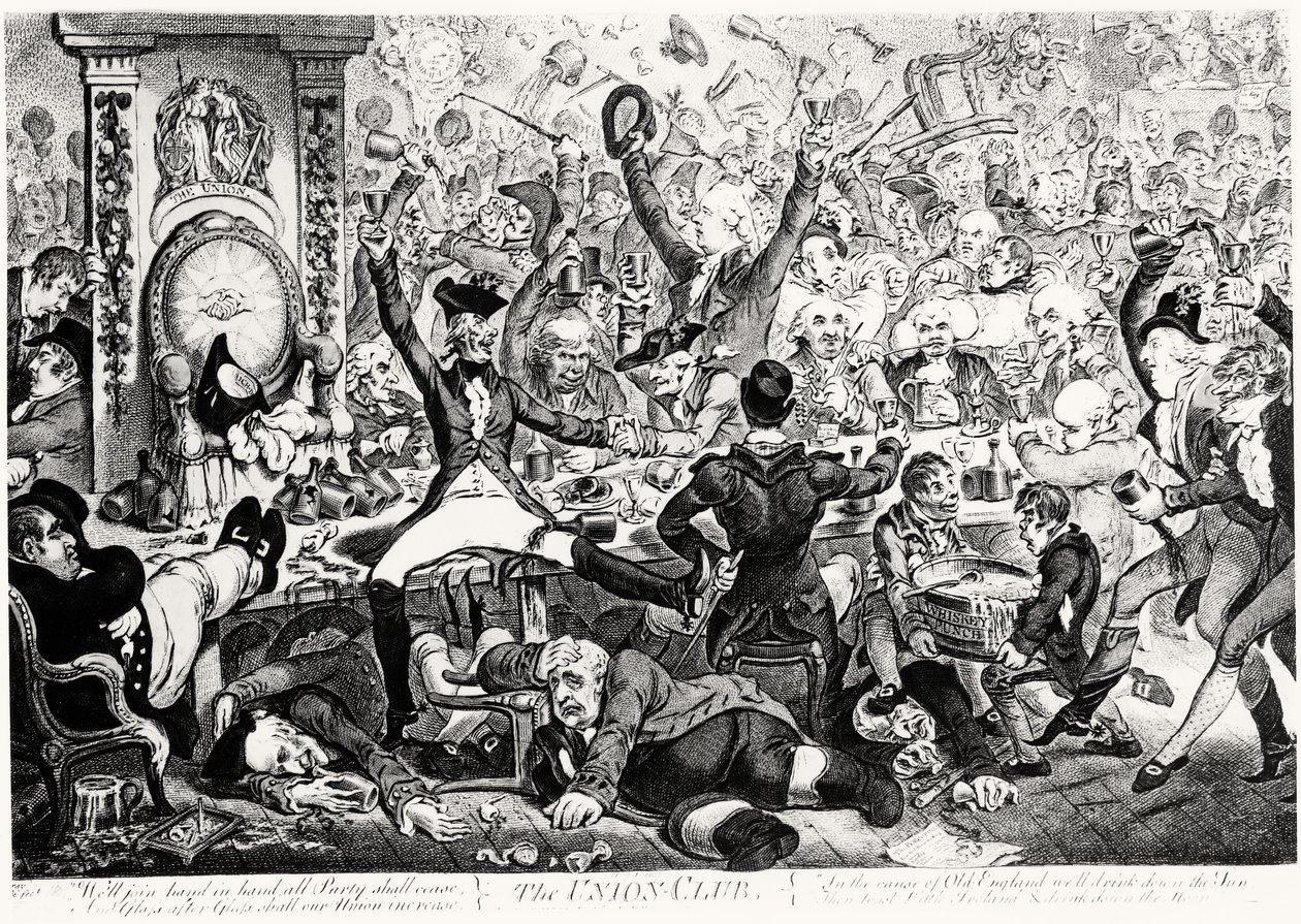 Le Union Club, 1801 (gravure en couleur) - James Gillray
