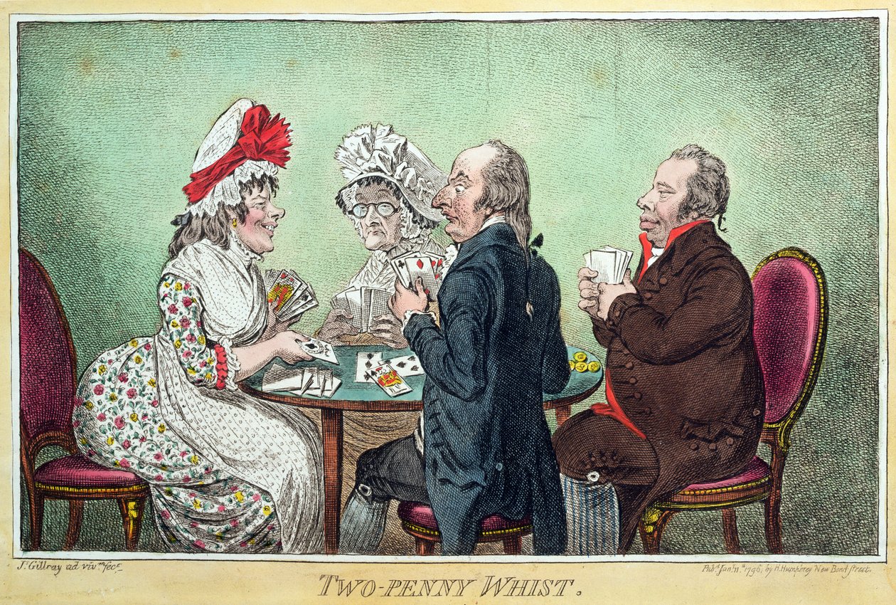 Deux-Penny Whist, publié par Hannah Humphrey en 1796 - James Gillray