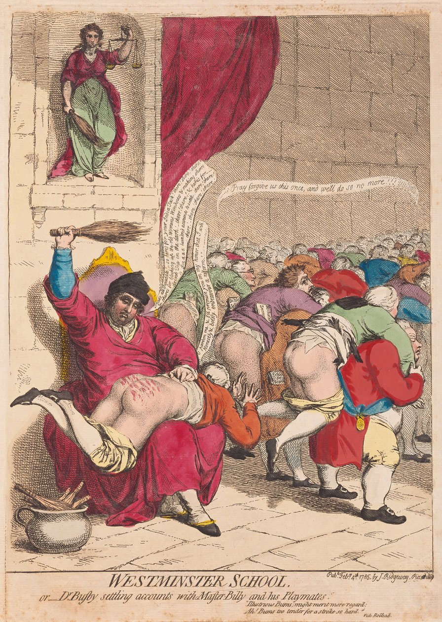 École de Westminster ou Dr Busby réglant les comptes avec Maître Billy et ses camarades de jeu, pub. 1785 - James Gillray