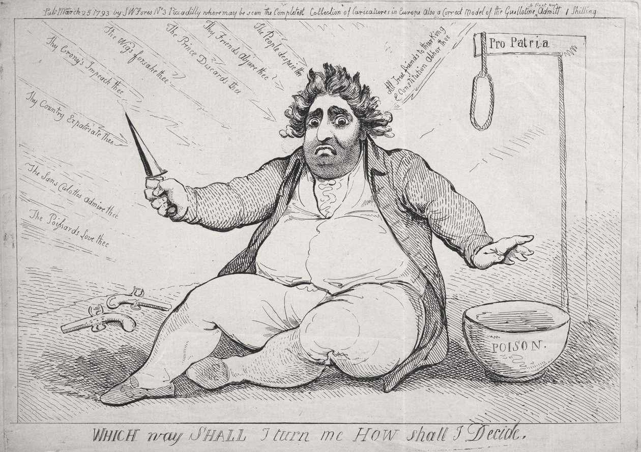 Quel chemin dois-je prendre, comment dois-je décider, publié par S.W. Fores en 1793 - James Gillray