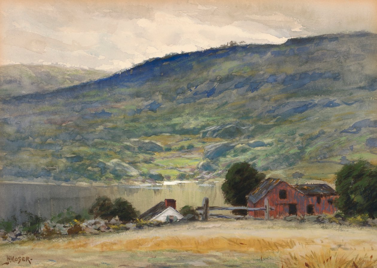 Colline et lac, fin 19e-début 20e siècle - James Henry Moser