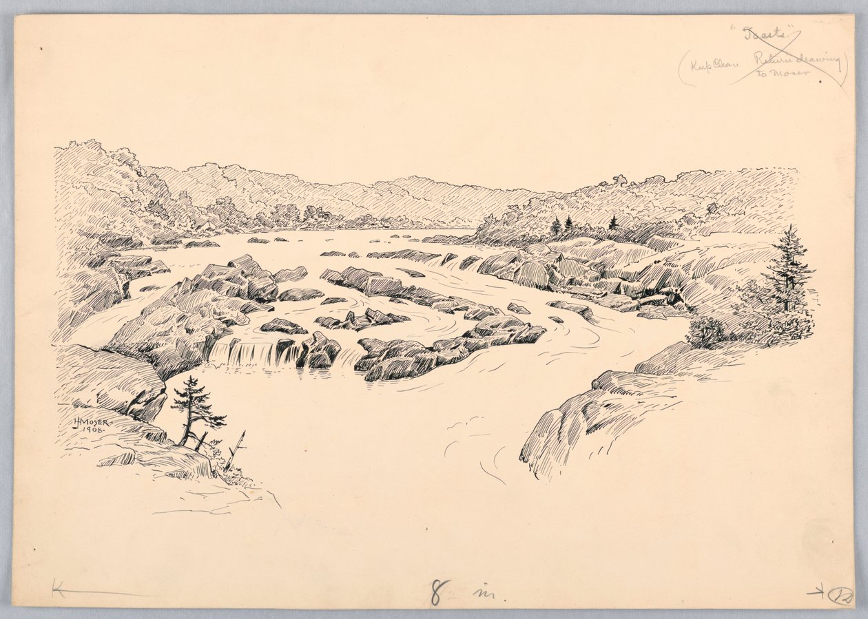 Rapides de la rivière, conception pour le dîner du Washington Board of Trade, 13 mai 1908 - James Henry Moser