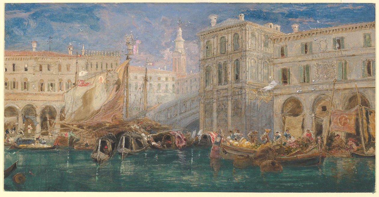 Le marché aux oranges, avec le pont du Rialto en arrière-plan, Venise - James Holland