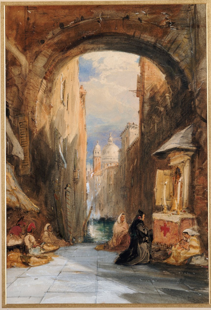 Venise : une édicule sous une arche, avec Santa Maria della Salute au loin - James Holland