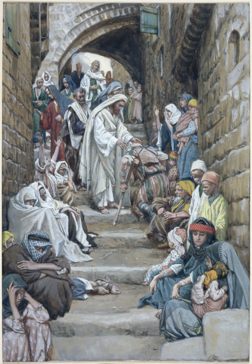 Dans les villages, les malades étaient amenés à lui, illustration pour La Vie du Christ - James Jacques Joseph Tissot