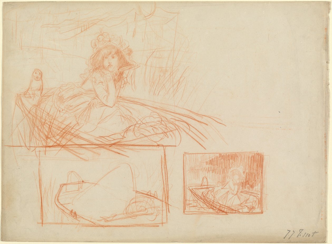 Fille pensive à la dérive dans un bateau - James Jacques Joseph Tissot
