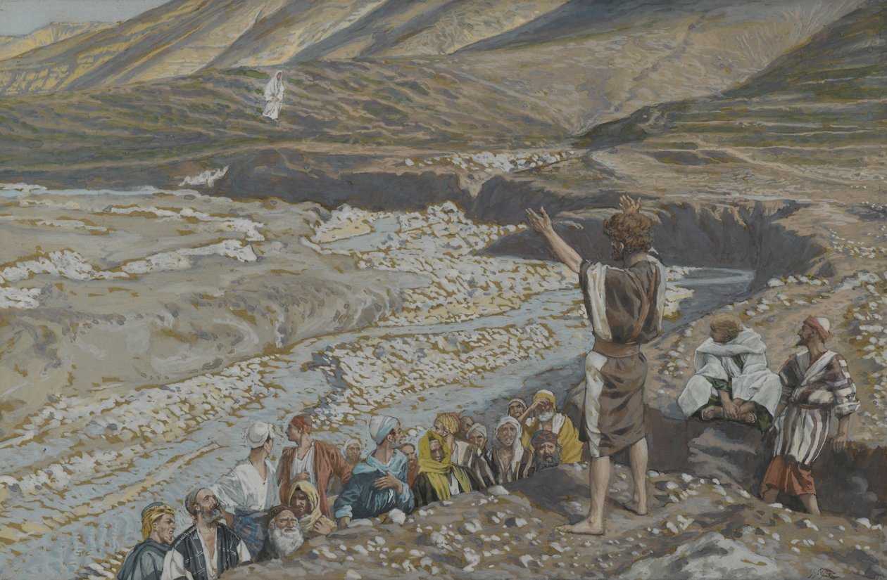 Saint Jean-Baptiste voit Jésus de loin, illustration de La vie de notre Seigneur Jésus-Christ - James Jacques Joseph Tissot