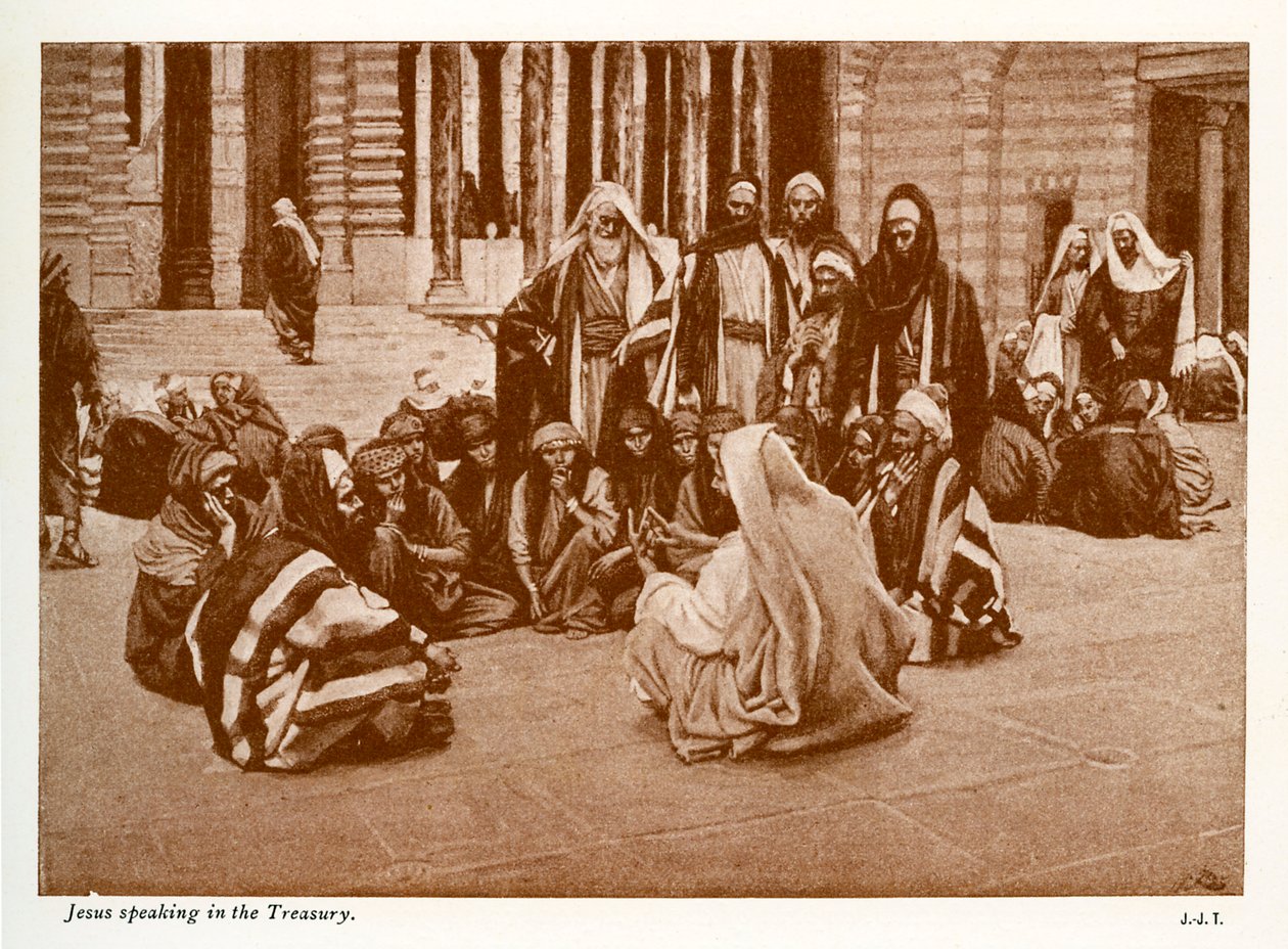 Jésus parlant dans le trésor - Saint Jean - Bible - James Jacques Joseph after Tissot