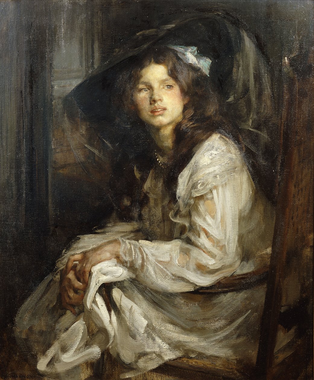 Jeune Fille Assise sur une Chaise - James Jebusa Shannon