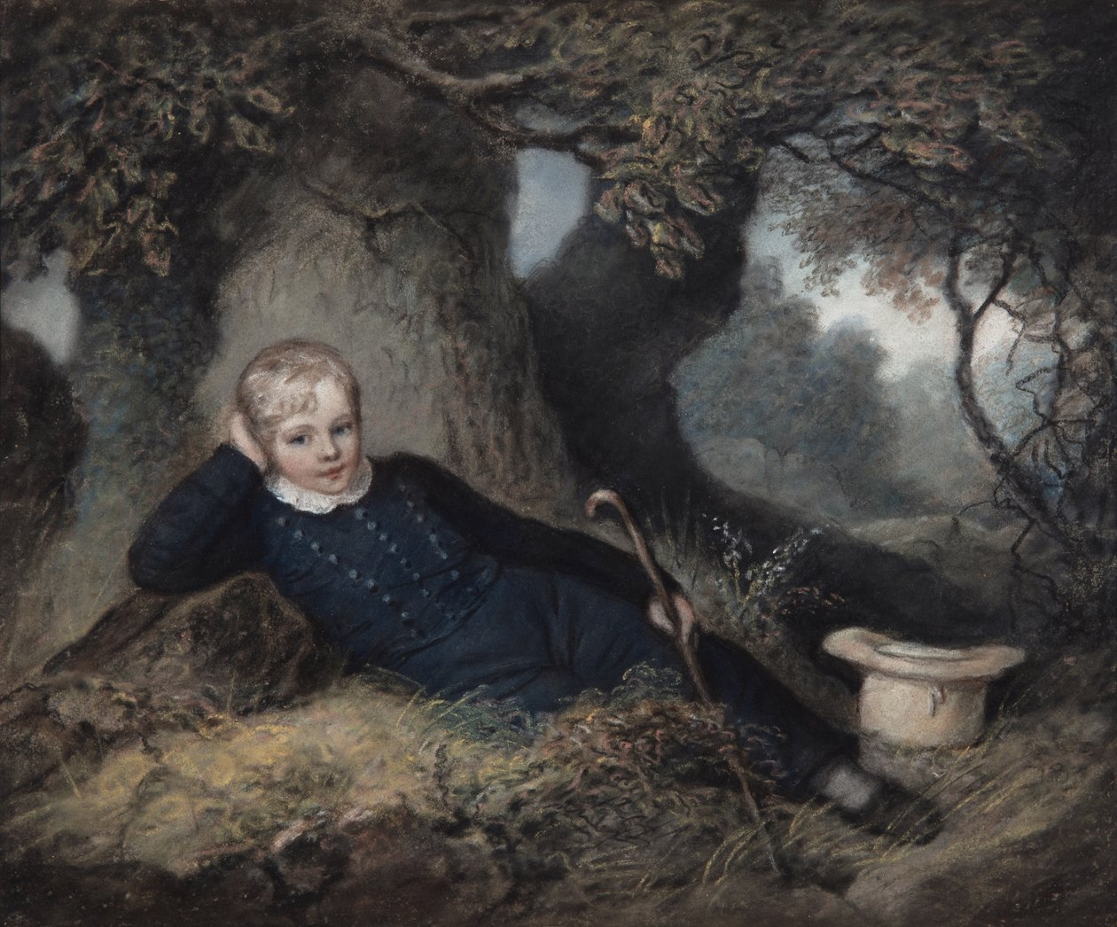 Edgeworth King, allongé contre un arbre - James Junior Sharples