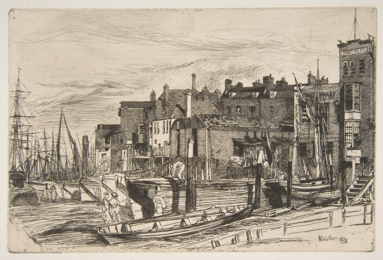 Police de la Tamise, Wapping Wharf - James McNeill Whistler