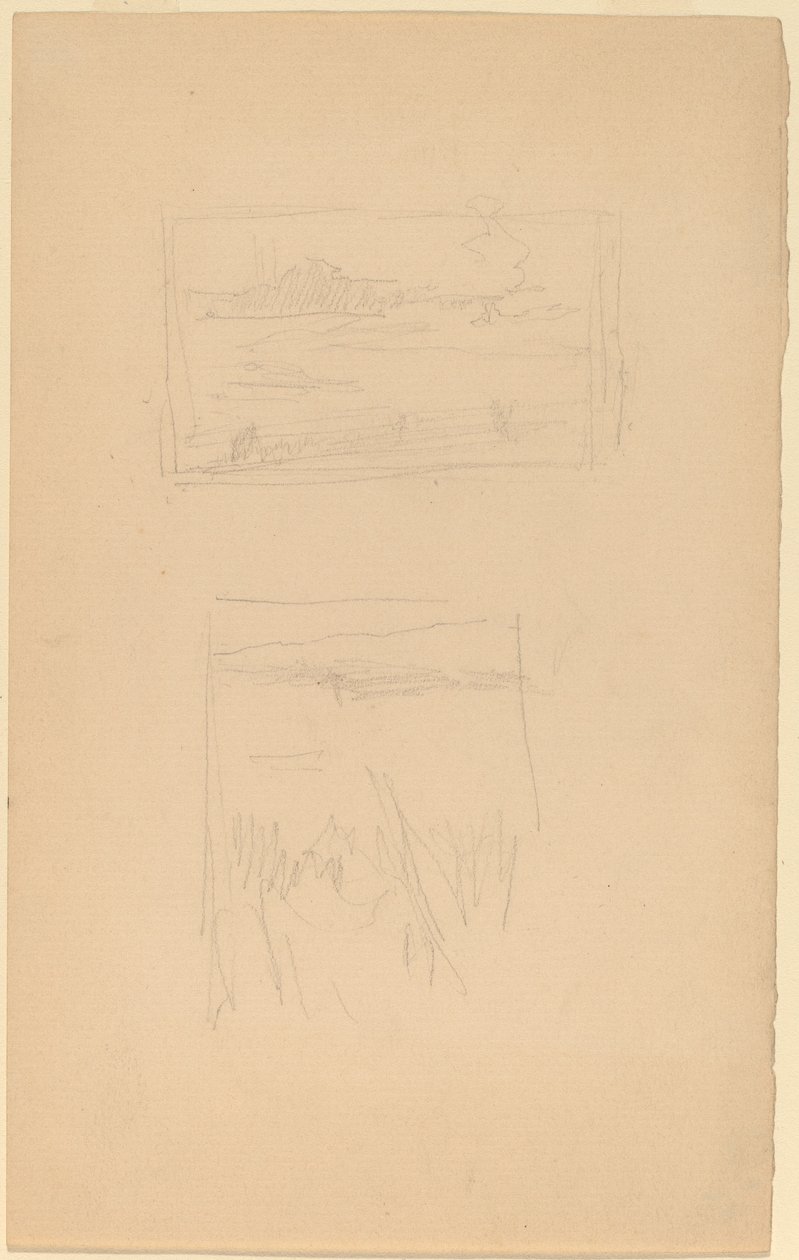 Deux croquis de paysages accrochés à la Société des artistes britanniques - James Abbott McNeill Whistler