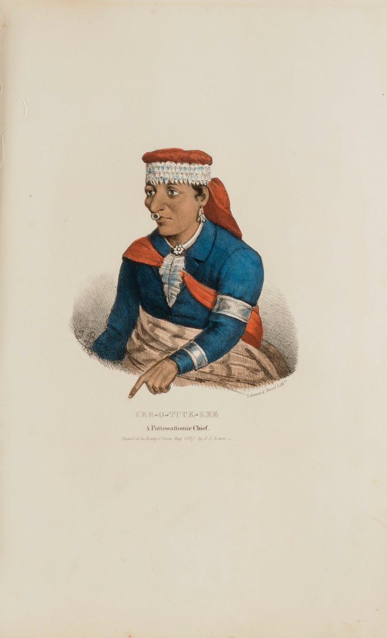 KEE-O-TUCK-KEE ; un chef de Pottowattomie, extrait du Portfolio autochtone - James Otto Lewis