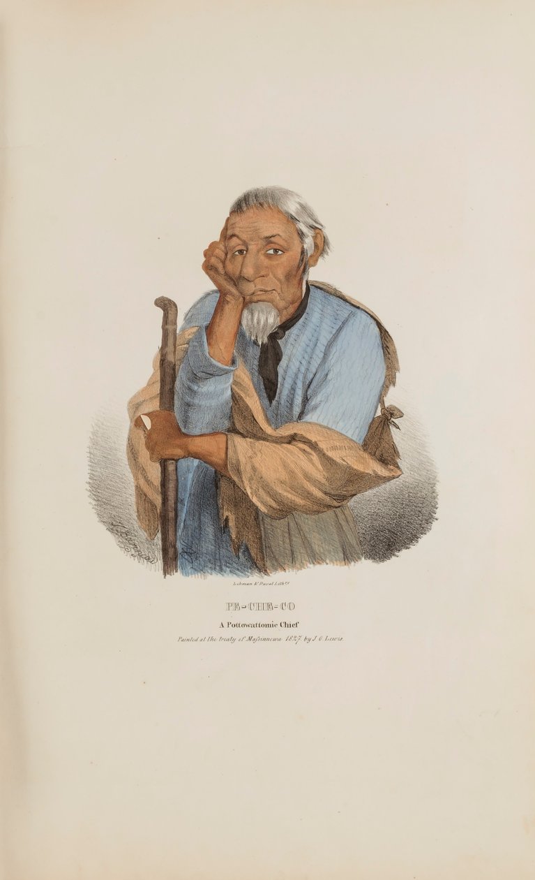PE-CHE-CO ; Un chef de Pottowattomie, extrait du Portfolio autochtone - James Otto Lewis