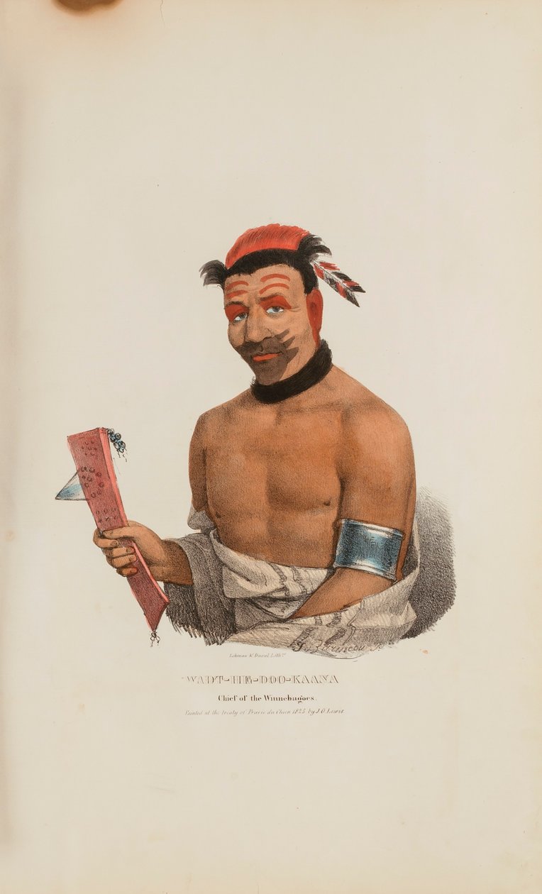 WADT-HE-DOO-KAANA ; chef des Winnebagoes, extrait du Portfolio autochtone - James Otto Lewis