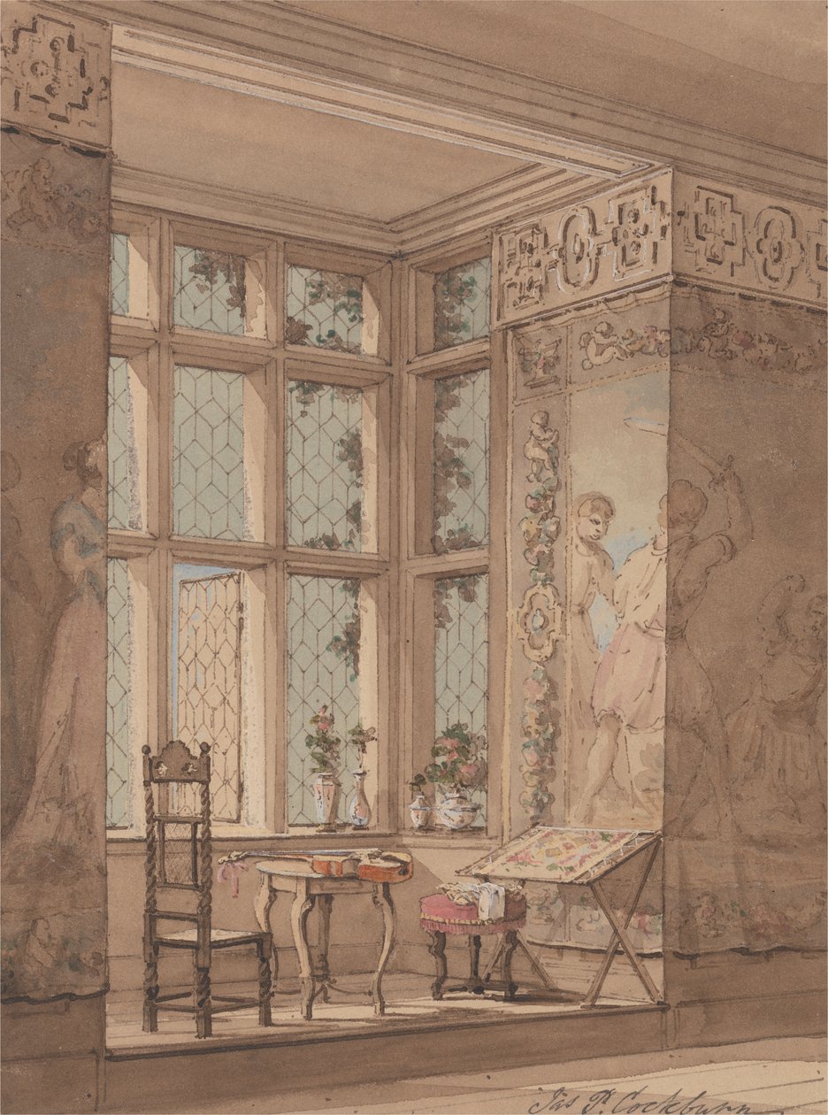 Salle tapissée dans un manoir gothique - James Pattison Cockburn