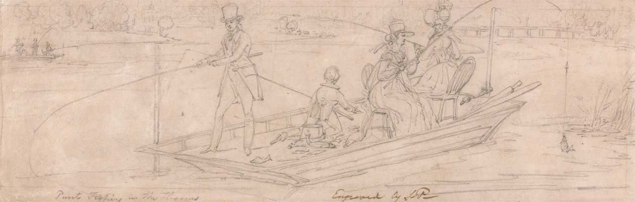 Pêche en punt sur la Tamise - James Pollard