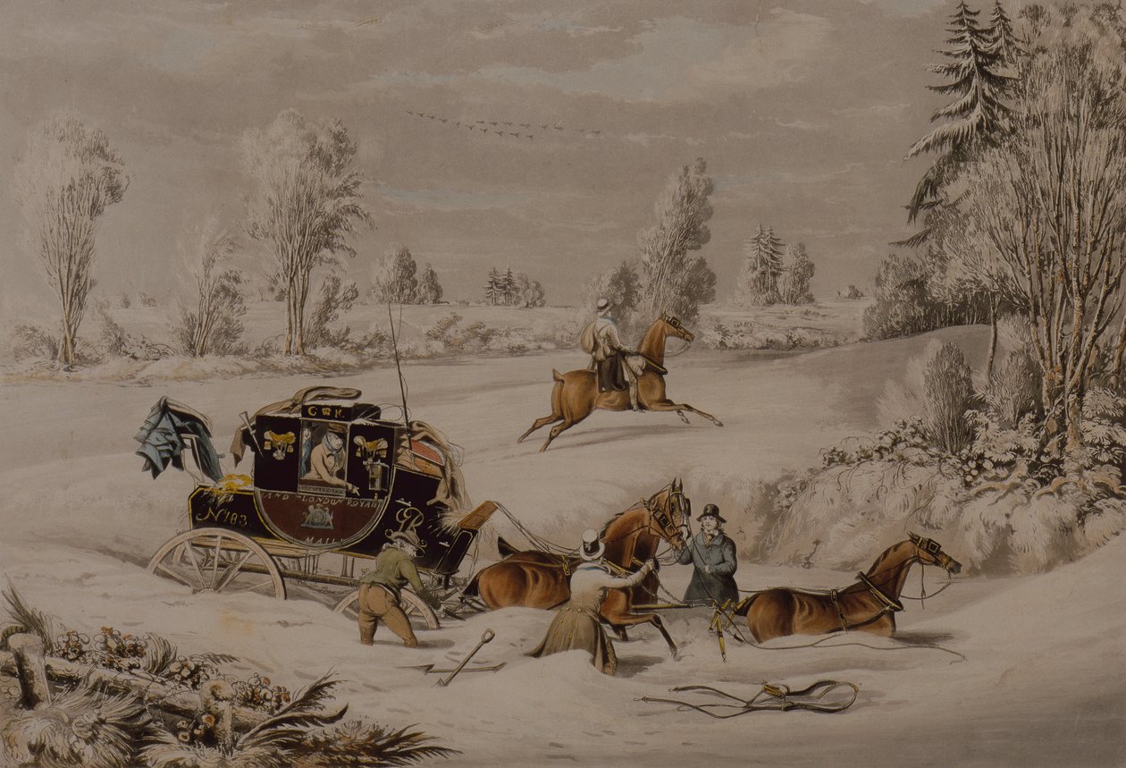 Le carrosse postal dans une dérive de neige - James Pollard