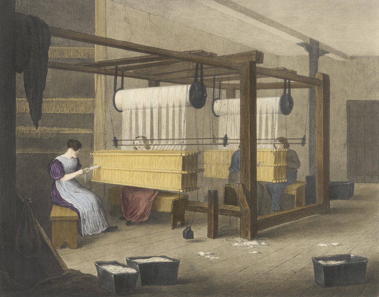 Reeding or Drawing in, Progrès du coton n° 9, pub. 1840 - James Richard Barfoot