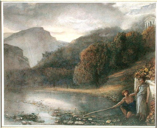 Paysage avec un Temple et des Figures Pastorales - James Smetham