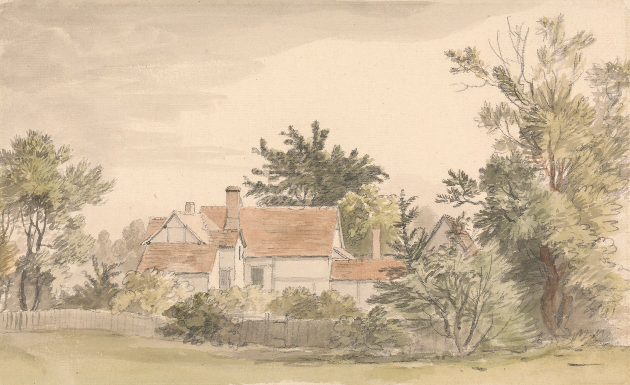 Cottages et arbres avec une clôture - James Stark