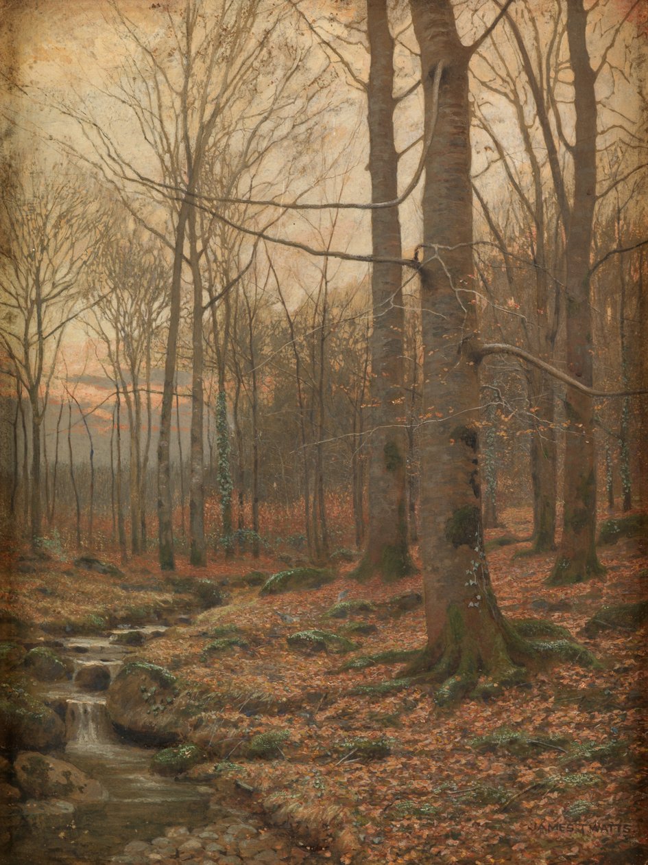 Hiver dans les bois, Betws-y-Coed (aquarelle et aquarelle) - James Thomas Watts