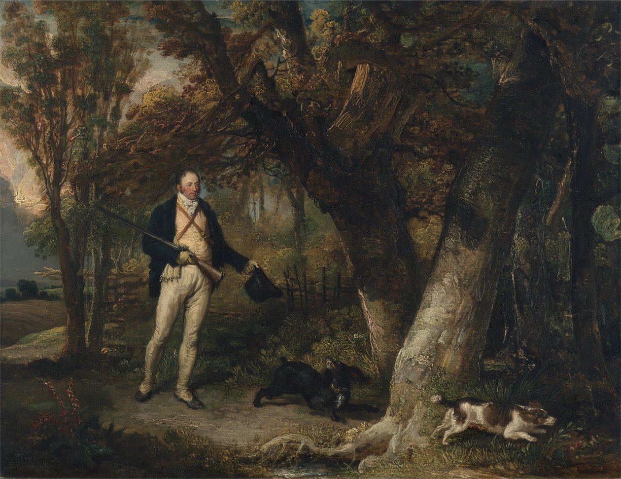 Portrait du révérend Thomas Levett et de ses chiens préférés, chasse au coq - James Ward
