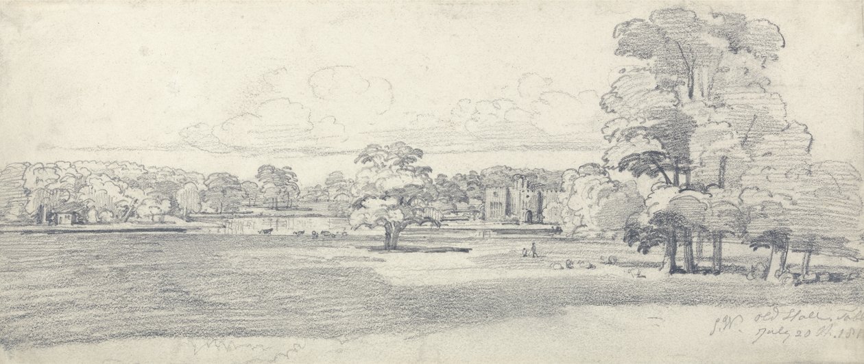 Le Vieux Hall, Tabley, entouré de parc, 20 juillet 1814 - James Ward