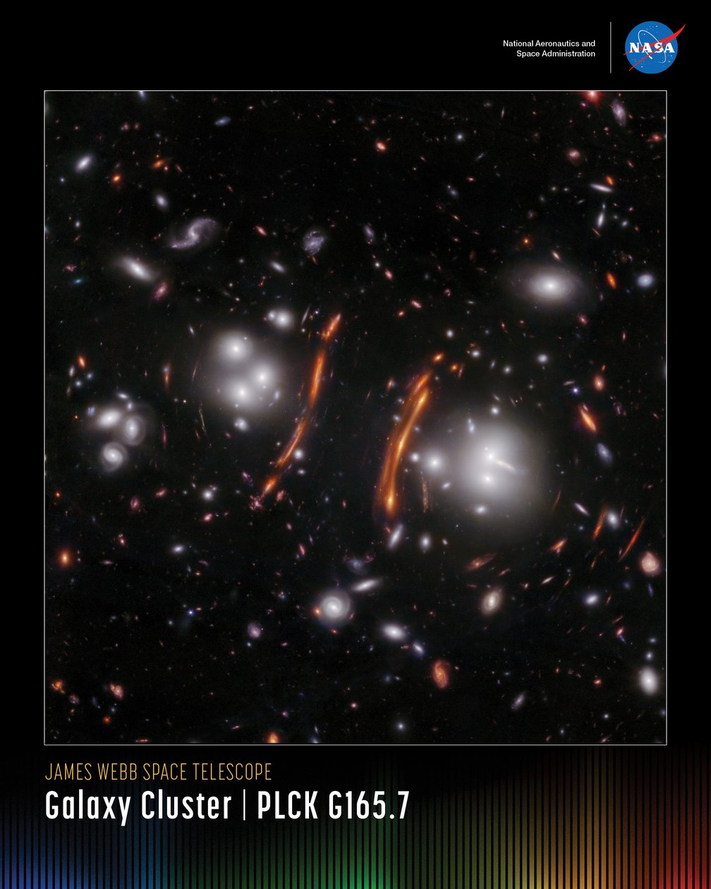 Amas de galaxies PLCK G165.7 - Mini-affiche - James Webb Space Telescope (NASA)