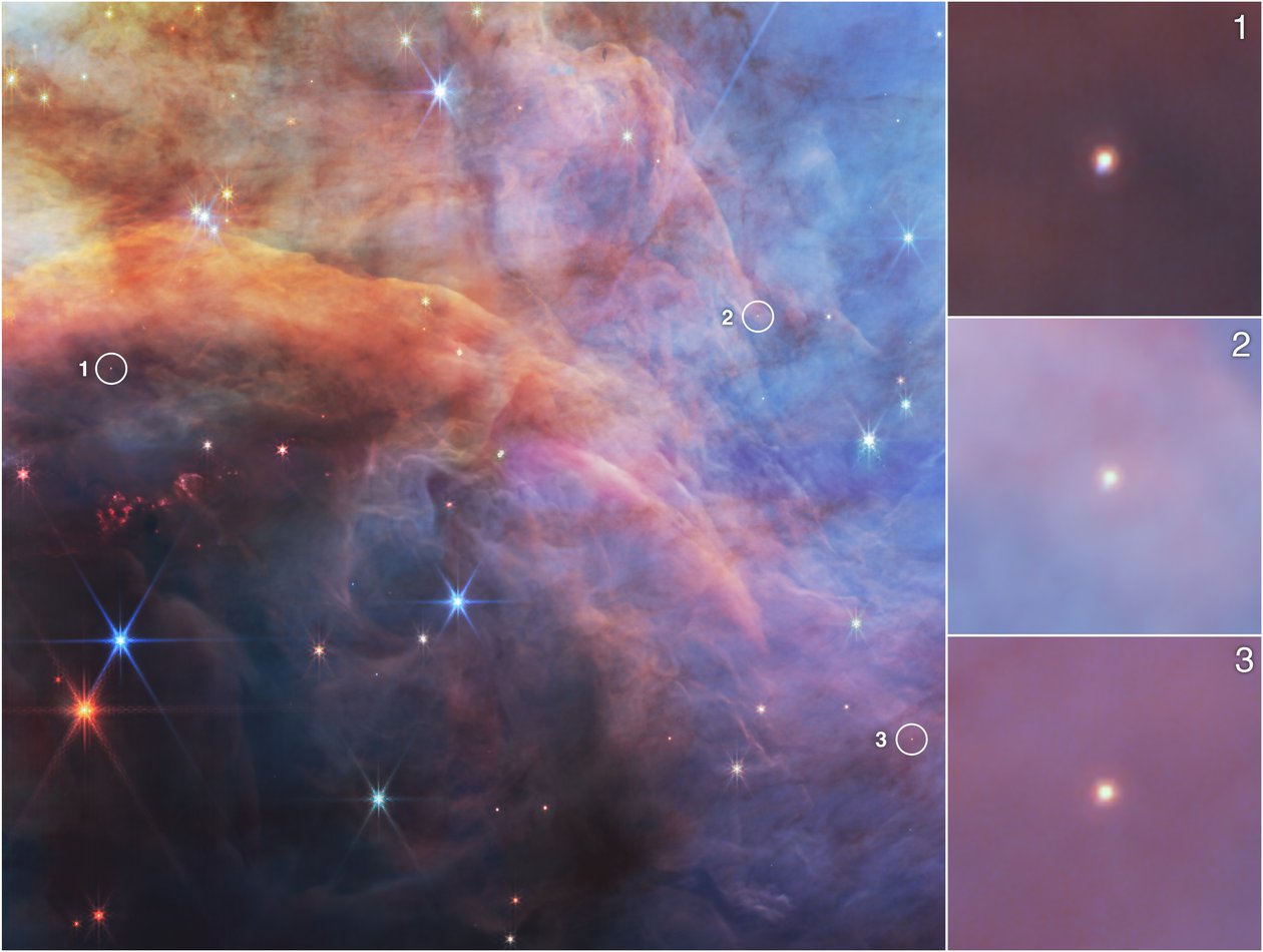 Objets de faible masse au sein de la nébuleuse de la Flamme (image NIRCam) - James Webb Space Telescope (NASA)