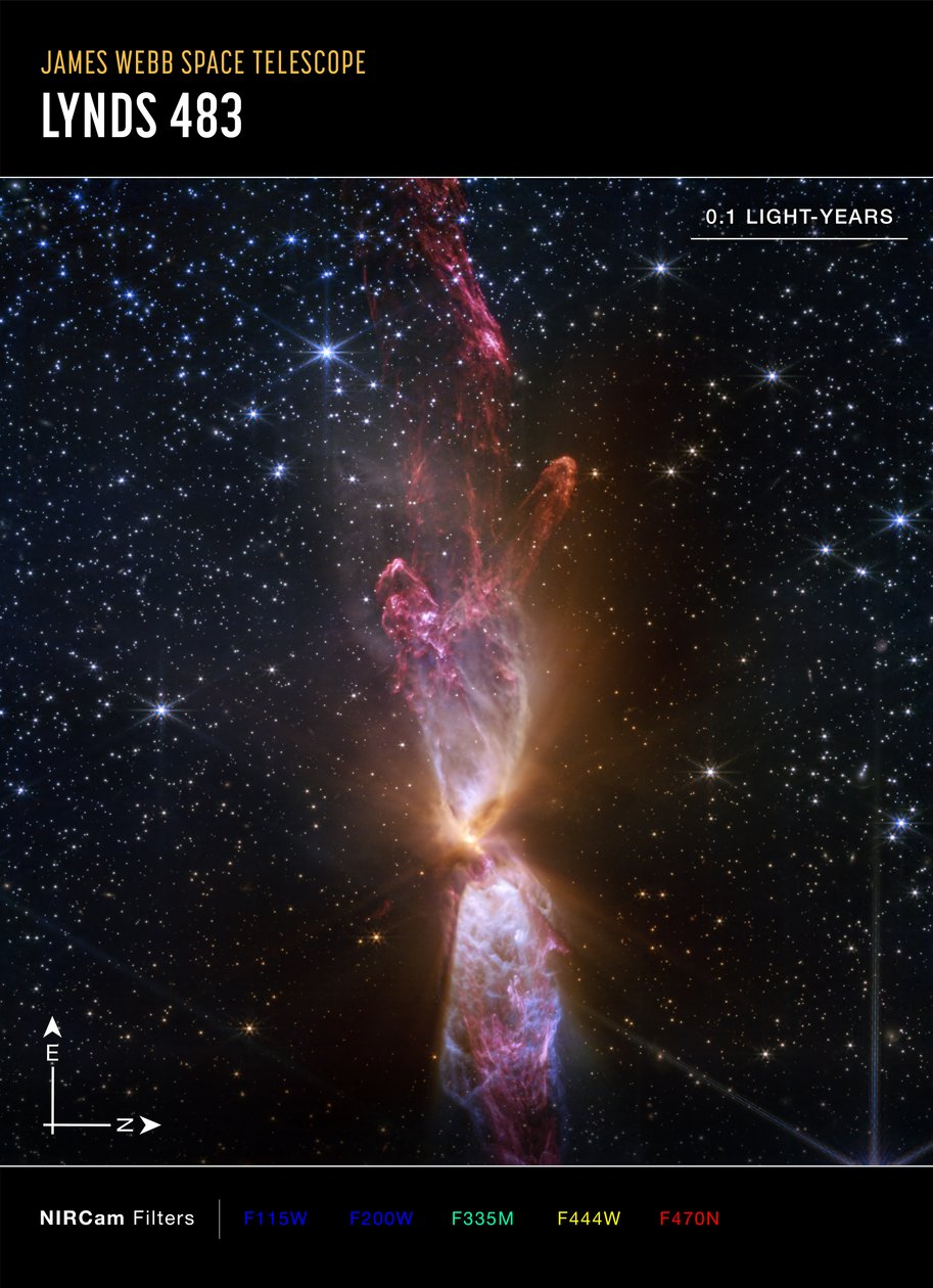 Lynds 483 (image NIRCam Compass) - James Webb Space Telescope (NASA)