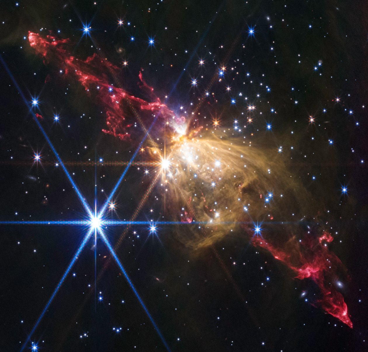 Jet stellaire dans Sh2-284 (image NIRCam) - James Webb Space Telescope (NASA)