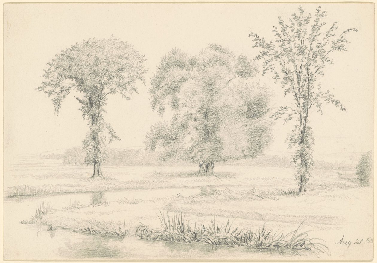 Paysage avec trois arbres - James Wells Champney