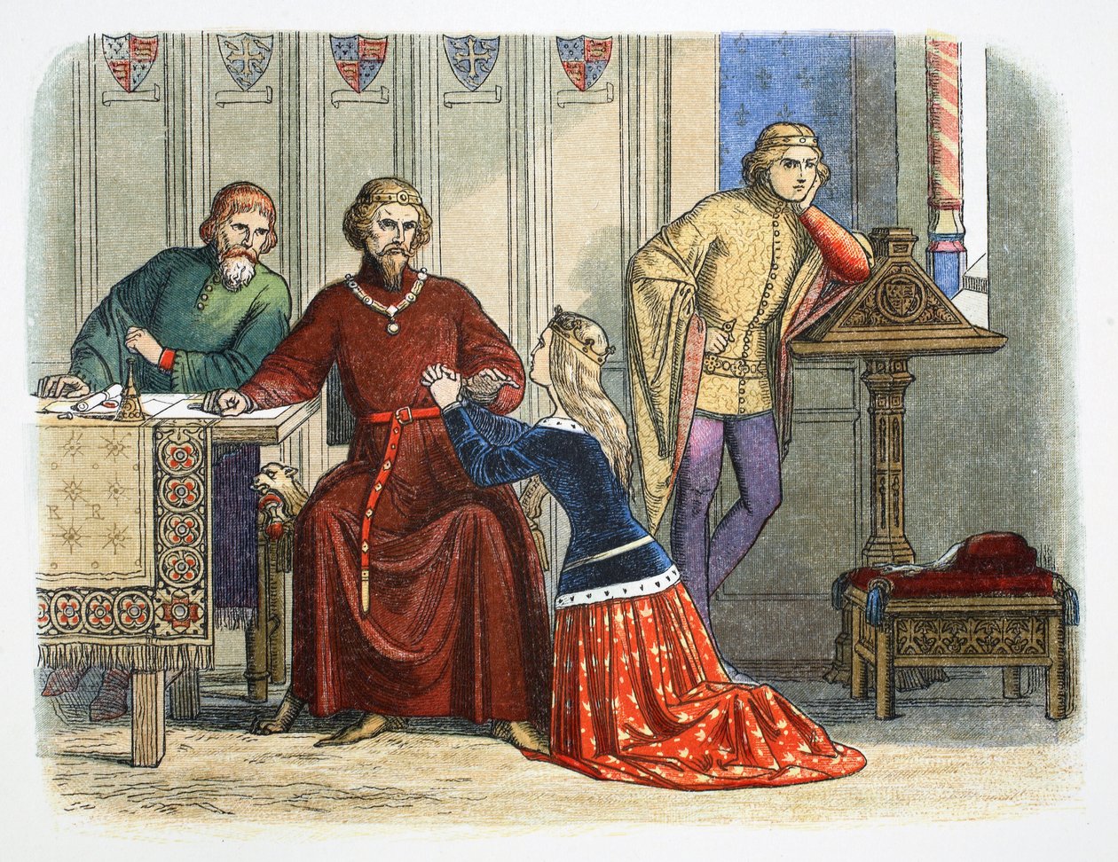 La reine Anne intercède auprès de Gloucester et Arundel pour Sir Simon de Burley - James William Edmund Doyle
