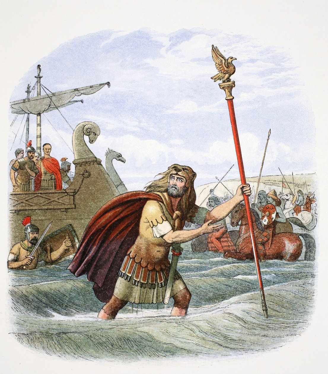 Le porte-étendard romain de la 10e légion débarquant en Bretagne, 55 av. J.-C., 1864 - James William Edmund Doyle