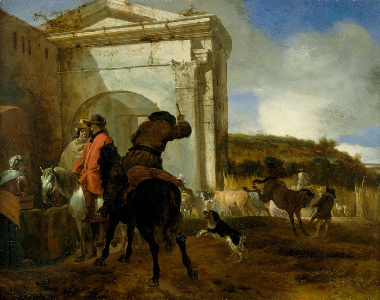 Paysage italien avec cavaliers près d