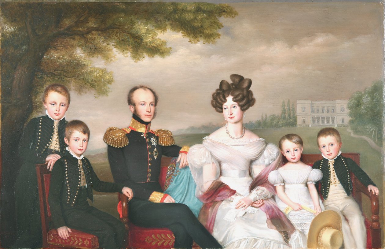 Le roi Guillaume II avec sa famille. De gauche à droite - Jan Baptist van der Hulst