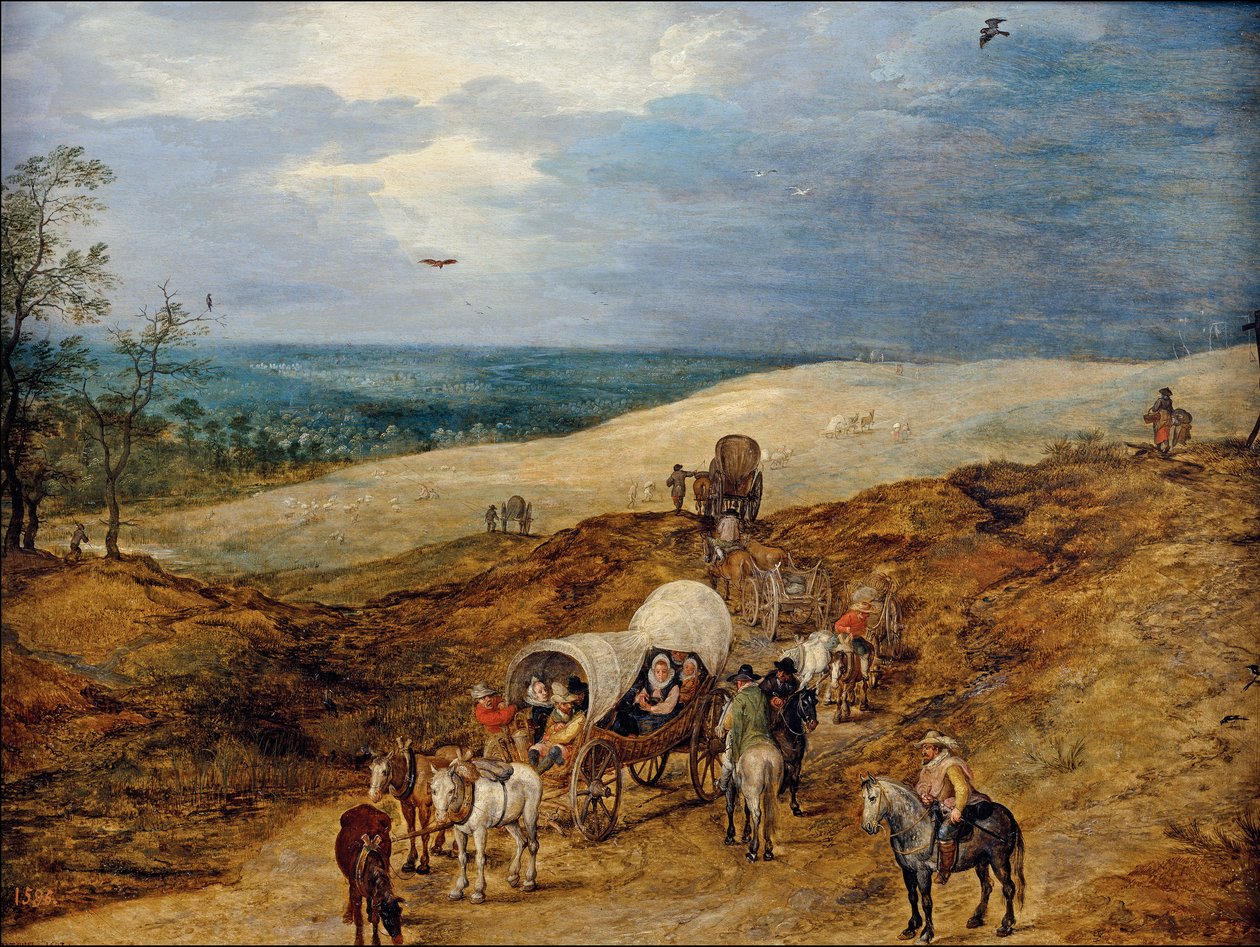 Paysage avec des chariots - Jan the Elder Brueghel