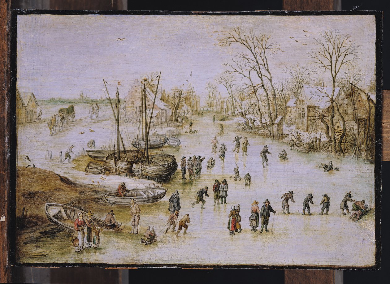 Patineurs sur le lac - Jan the Elder Brueghel