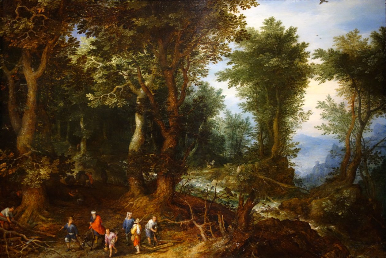 Paysage boisé avec Abraham et Isaac - Jan the Elder Brueghel
