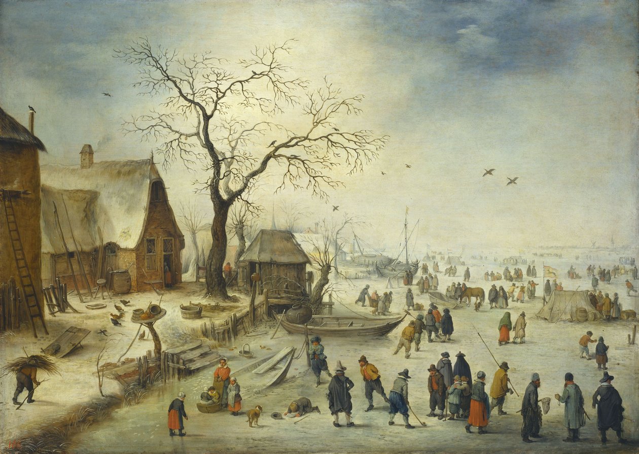 Villageois sur la glace - Jan Brueghel the Younger