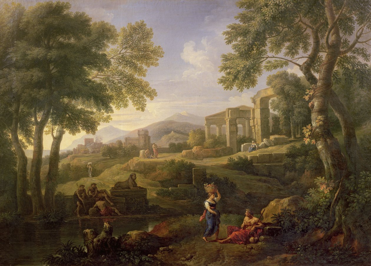 Paysage classique avec figures et ruines - Jan Frans van Bloemen