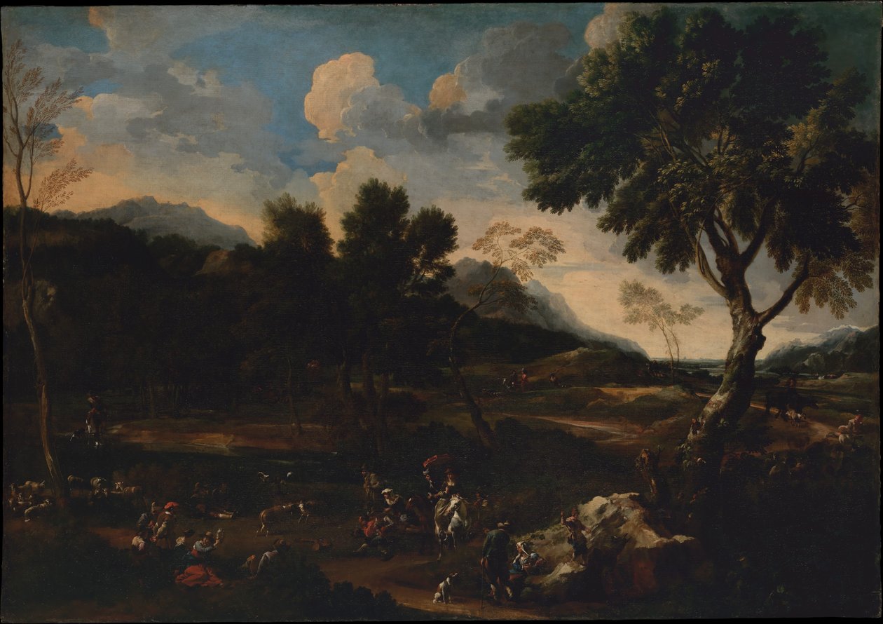 Paysage avec une bataille entre deux béliers - Jan Miel