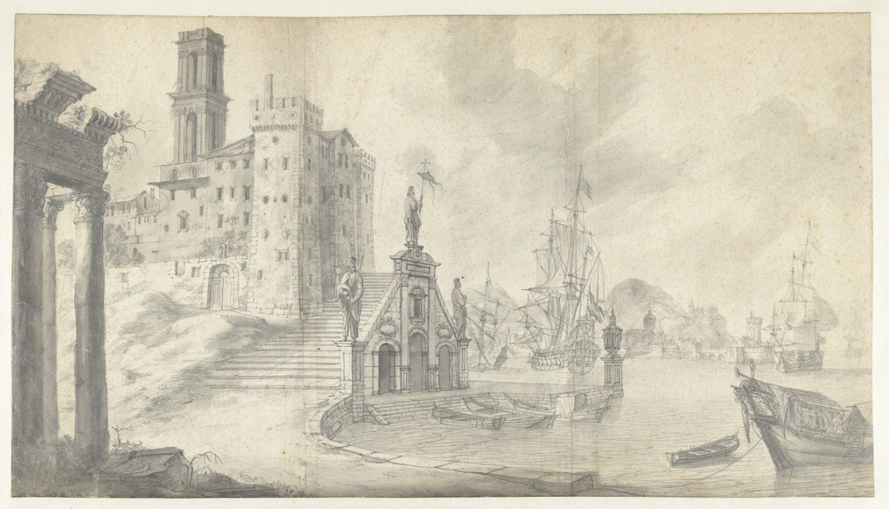 Vue du port dans une ville méditerranéenne - Jan Abrahamsz. Beerstraten
