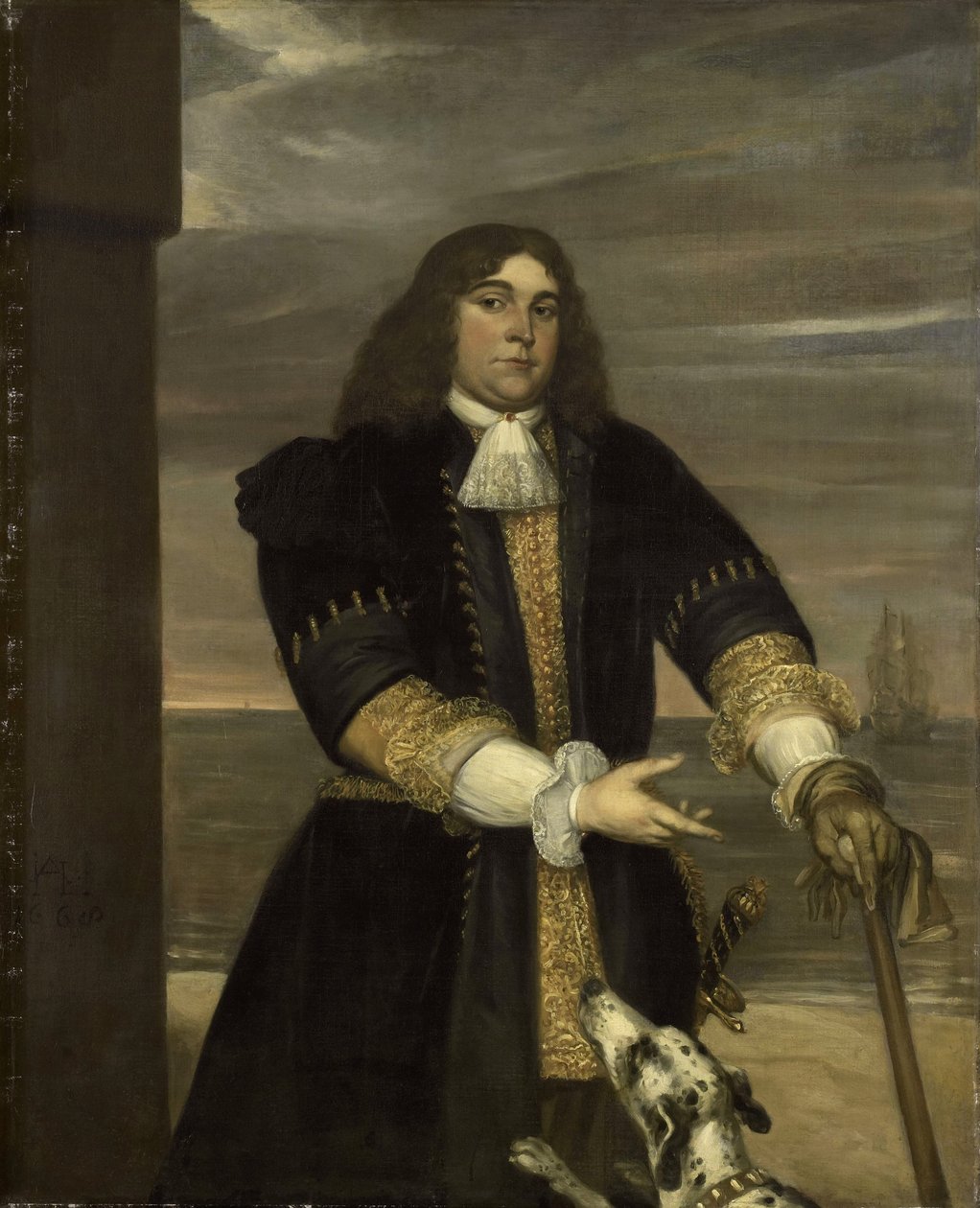 Néerlandais : Jan van Gelder (1647-73). Capitaine de navire, beau-fils de Michiel Adriaensz de Ruyter Portrait de Jan Pauwelsz. van Gelder - Jan Andrea Lievens