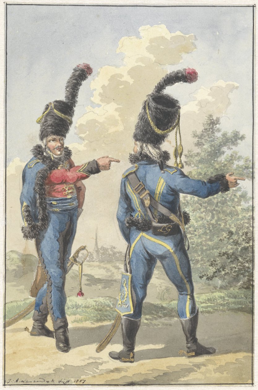 Deux militaires debout - Jan Anthonie Langendijk Dzn