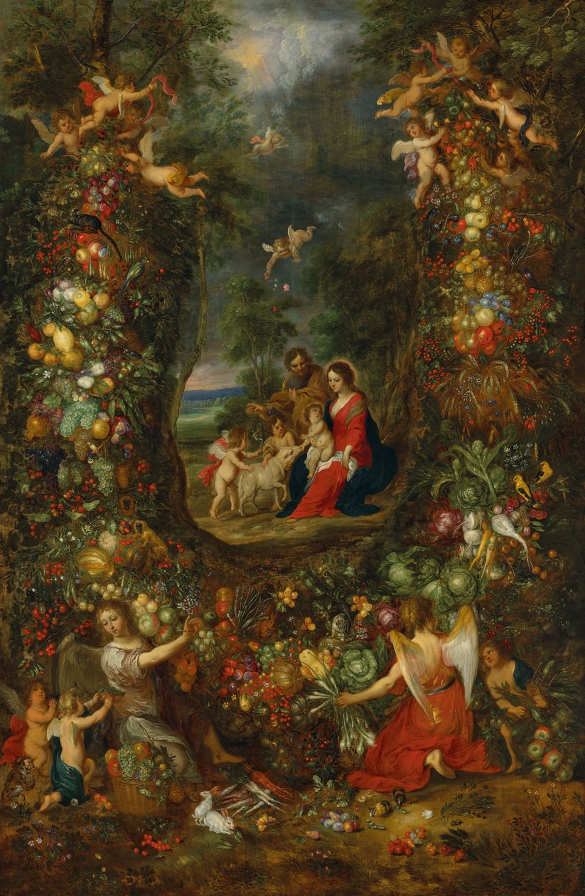 La Sainte Famille entourée d